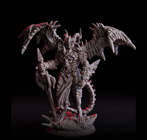 Death Knight (Draconic) , Undead, Fighter | 28mm, 32mm,54mm,75mm,100mm Scales | Monster BBEG Mini D&D 5e Pathfinder Figurine