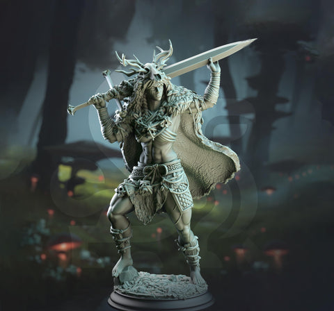 Female Ranger, Druid, Barbarian, Fighter Unpainted Mini | 28mm,32mm,54mm,75mm,100mm Scale | Resin Dungeons and Dragons D&D 5e | Pathfinder