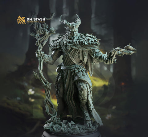 Satyr Druid Circle of the Land with Staff Unpainted Miniature | 28mm, 32mm,54mm,75mm, 100mm Scales | Dungeons and Dragons 5E | DM Stash