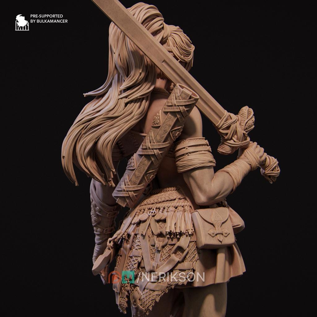 Human Female Fighter Battlemaster,Paladin, also Helmet PC / NPC Unpainted D&amp;D 5e | 28mm,32mm,54mm,75mm,100mm,140mm | Pathfinder|