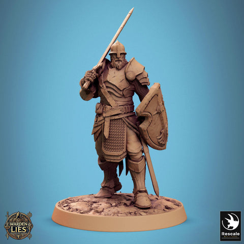 Paladin, Fighter,Soldier Sword n Shield, DnD 5e Unpainted Miniature| 28mm, 32mm,54mm,75mm,100mm Scales | Dungeons & Dragons | Pathfinder