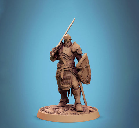 Paladin, Fighter,Soldier Sword n Shield, DnD 5e Unpainted Miniature| 28mm, 32mm,54mm,75mm,100mm Scales | Dungeons & Dragons | Pathfinder