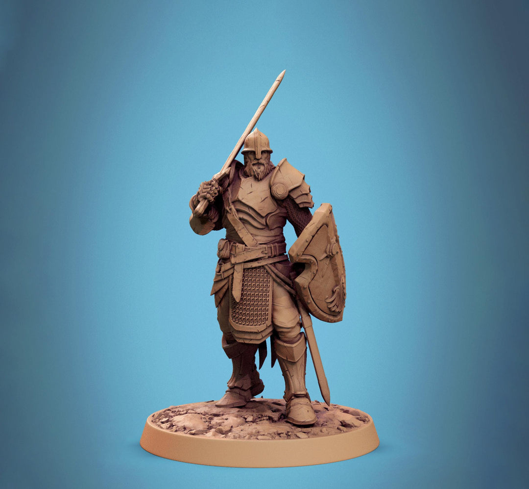 Paladin, Fighter,Soldier Sword n Shield, DnD 5e Unpainted Miniature| 5 Sizes /Scales