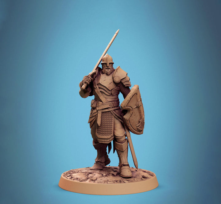 Paladin, Fighter,Soldier Sword n Shield, DnD 5e Unpainted Miniature| 5 Sizes /Scales