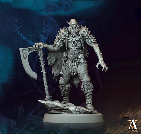 Orc Chief Fighter Barbarian w/ Great Axe, Half-Orc | Scales: 28mm,32mm ,54mm,75mm,100mm Megaboss | Dungeons & Dragons 5e | Pathfinder