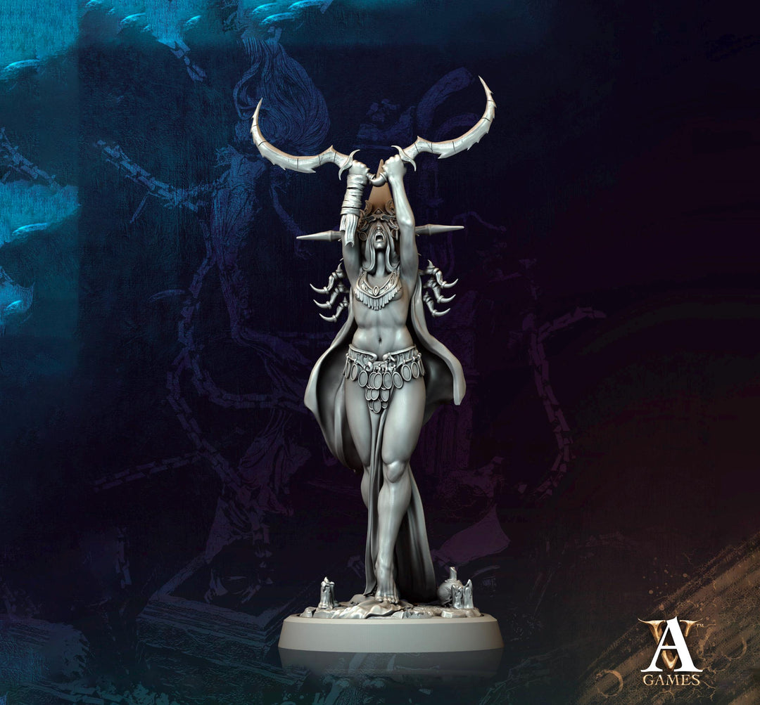 Human Female Necromancer Warlock Sorcerer Cultist | 28mm,32mm,54mm,75mm,100mm Scales| Dungeons and Dragons | Pathfinder | Archvillain Games