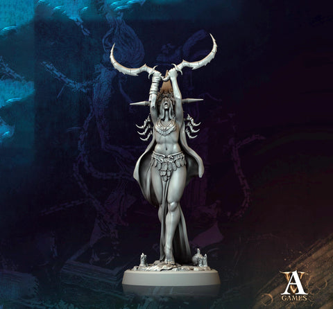 Human Female Necromancer Warlock Sorcerer Cultist | 28mm,32mm,54mm,75mm,100mm Scales| Dungeons and Dragons | Pathfinder | Archvillain Games