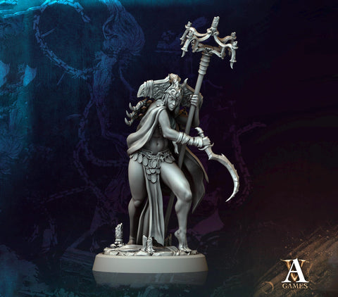 Human Female Necromancer Warlock Sorcerer Cultist | 28mm,32mm,54mm,75mm,100mm Scales| Dungeons and Dragons | Pathfinder | Archvillain Games