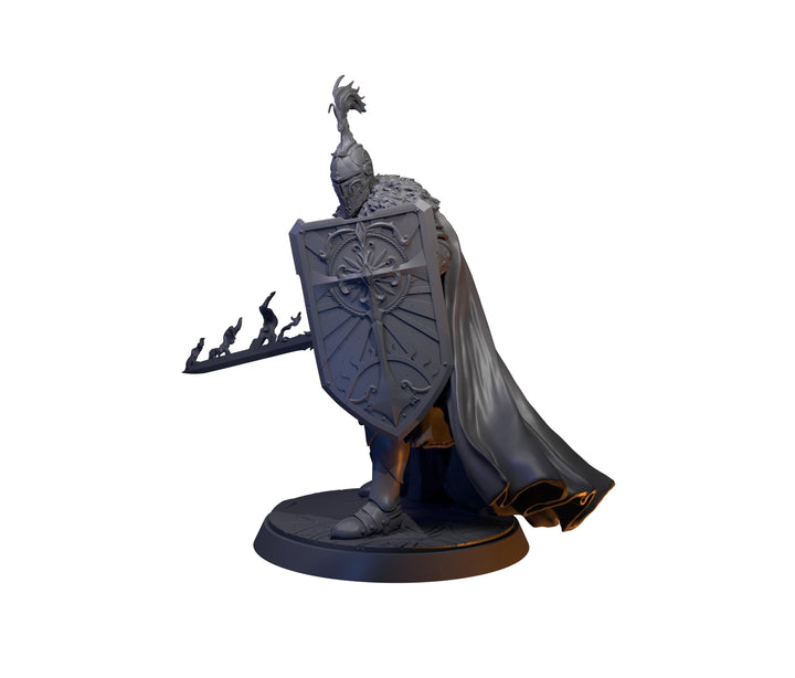 DIgital STL | Human Paladin Fighter Sword &amp; Shield, Paintedornot Original Design | 28mm, 32mm, 54mm,75mm, 100mm Scales | Pathfinder |DnD 5e