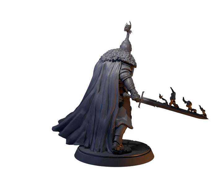 DIgital STL | Human Paladin Fighter Sword &amp; Shield, Paintedornot Original Design | 28mm, 32mm, 54mm,75mm, 100mm Scales | Pathfinder |DnD 5e