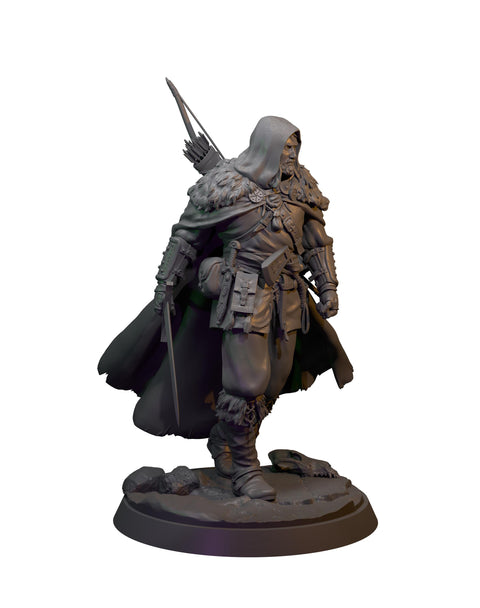 Human Ranger Fighter with Sword, Paintedornot Original Design Unpainted Mini | 28mm, 32mm, 54mm,75mm, 100mm Scales | Pathfinder |DnD 5e