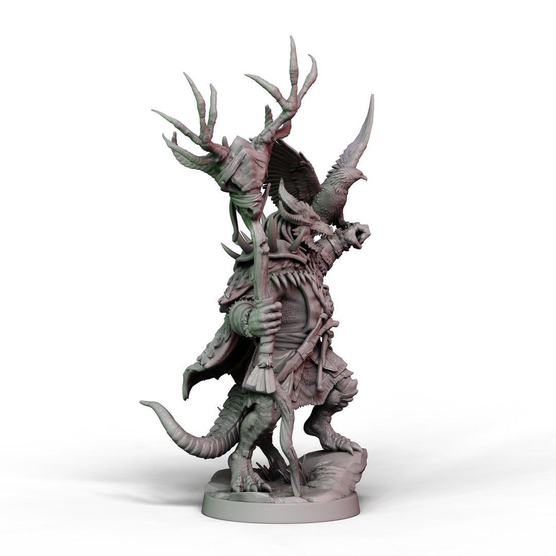 Dragonborn Druid, Wizard, PaintedorNot Original Design Unpainted Mini | 28mm,32mm, 54mm,75mm, 100mm Scales | Dungeons &amp; Dragons | Pathfinder