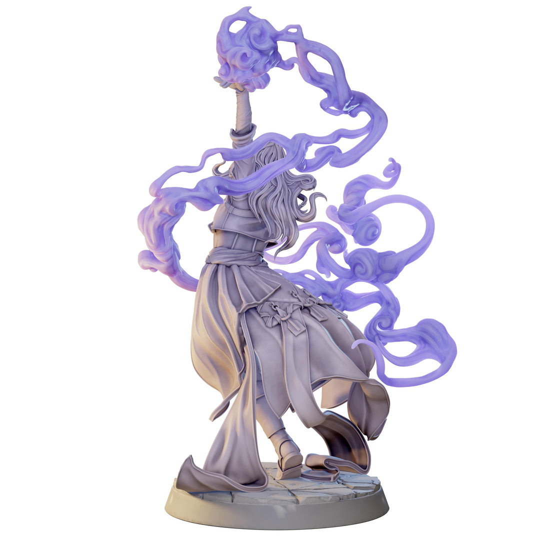 Female Wizard, Warlock, Sorcerer PC NPC, Paintedornot Original Design Unpainted Mini | 5 Sizes /Scales
