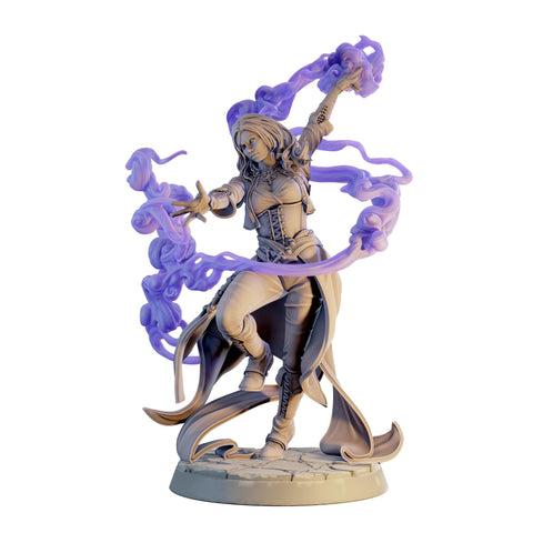 DIgital STL | Female Wizard, Warlock, Sorcerer PC NPC, Paintedornot Original Design | 28mm,32mm,54mm,75mm,100mm Scales | Pathfinder| DnD 5e