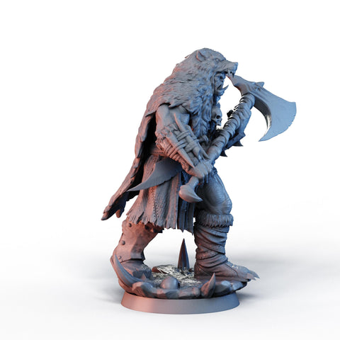 DIgital STL | Half-Orc Barbarian, Fighter PC NPC, PaintedorNot Original Design | 28mm,32mm, 54mm,75mm,100mm Scales | D&D 5e | Pathfinder