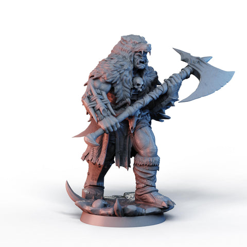 DIgital STL | Half-Orc Barbarian, Fighter PC NPC, PaintedorNot Original Design | 28mm,32mm, 54mm,75mm,100mm Scales | D&D 5e | Pathfinder
