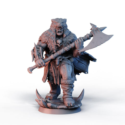 DIgital STL | Half-Orc Barbarian, Fighter PC NPC, PaintedorNot Original Design | 28mm,32mm, 54mm,75mm,100mm Scales | D&D 5e | Pathfinder