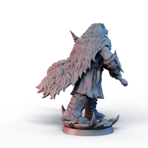 Half-Orc Barbarian, Fighter PC NPC, PaintedorNot Original Design Unpainted Mini | 28mm,32mm, 54mm,75mm,100mm Scales | D&D 5e | Pathfinder