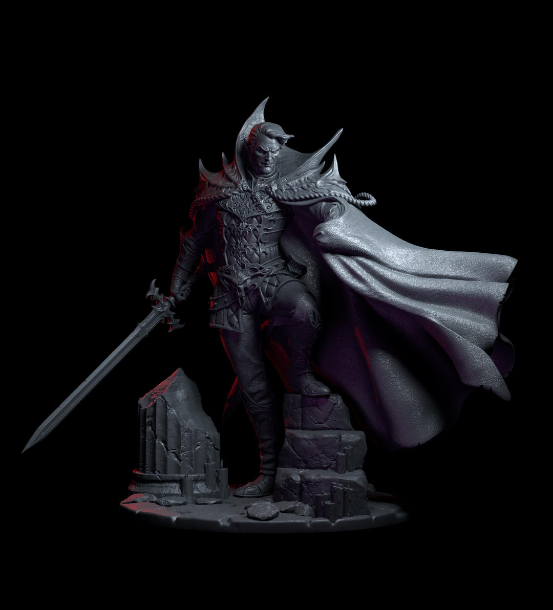 DIgital STL | Vampire Lord Strahd, Paintedornot Original Design | 28mm,32mm,54mm, 75mm,100mm Scale | Undead D&amp;D 5e Mini | Pathfinder