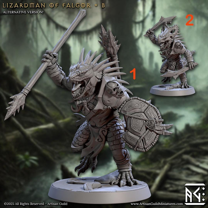 Lizardman Lizardfolk, Fighter, Ranger, Paladin PC NPC | 28mm,32mm,54mm,75mm,100mm Scale Resin Miniature | Dungeons &amp; Dragons |Artisan Guild