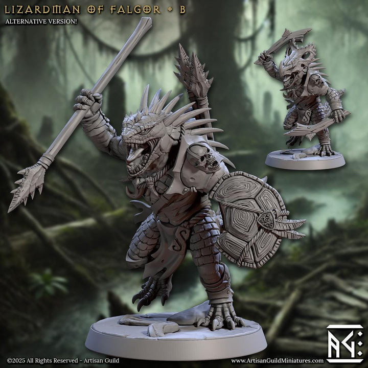 Lizardman Lizardfolk, Fighter, Ranger, Paladin PC NPC | 28mm,32mm,54mm,75mm,100mm Scale Resin Miniature | Dungeons &amp; Dragons |Artisan Guild