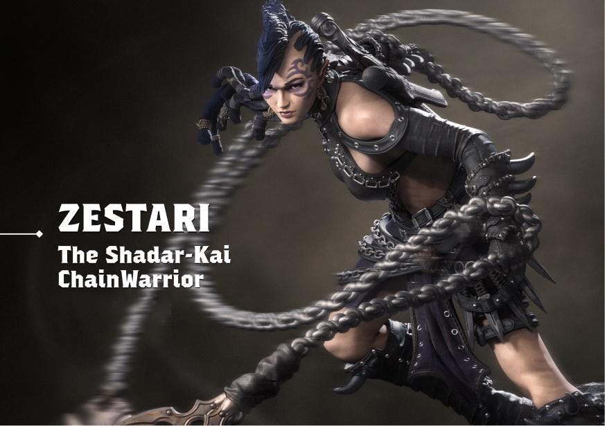 Human Female Fighter, Monk Spike Chain Weapon PC / NPC Unpainted D&D 5e | 28mm,32mm,54mm,75mm,100mm | Pathfinder|