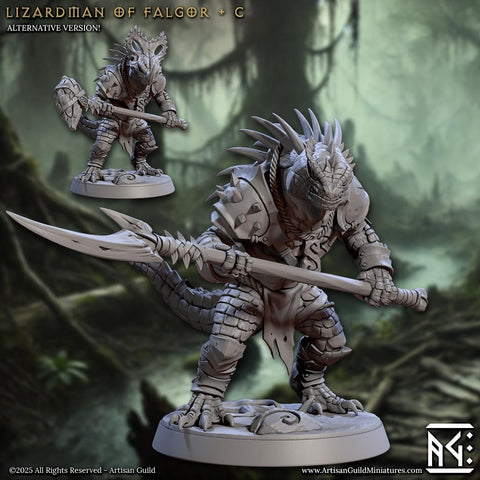 Lizardman Lizardfolk, Fighter, Ranger, Paladin PC NPC | 28mm,32mm,54mm,75mm,100mm Scale Resin Miniature | Dungeons & Dragons |Artisan Guild