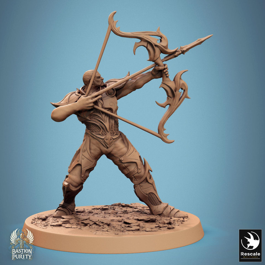 Human Paladin, Fighter Helm or No Helm, Bow PC / NPC, DnD 5e Unpainted Mini| 28mm, 32mm,54mm,75mm,100mm Scales |Dungeons &amp; Dragons