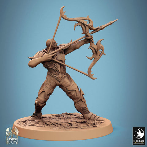 Human Paladin, Fighter Helm or No Helm, Bow PC / NPC, DnD 5e Unpainted Mini| 28mm, 32mm,54mm,75mm,100mm Scales |Dungeons & Dragons