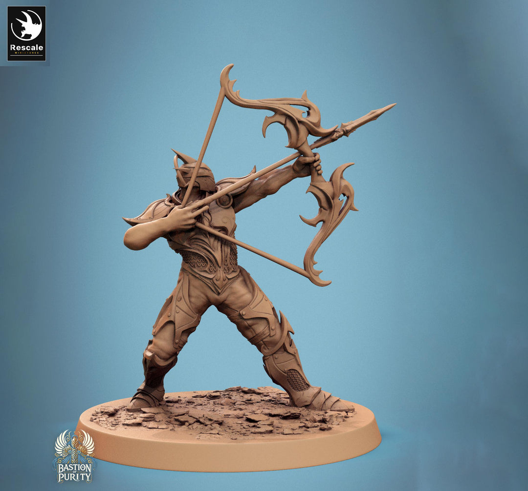Human Paladin, Fighter Helm or No Helm, Bow PC / NPC, DnD 5e Unpainted Mini| 28mm, 32mm,54mm,75mm,100mm Scales |Dungeons &amp; Dragons