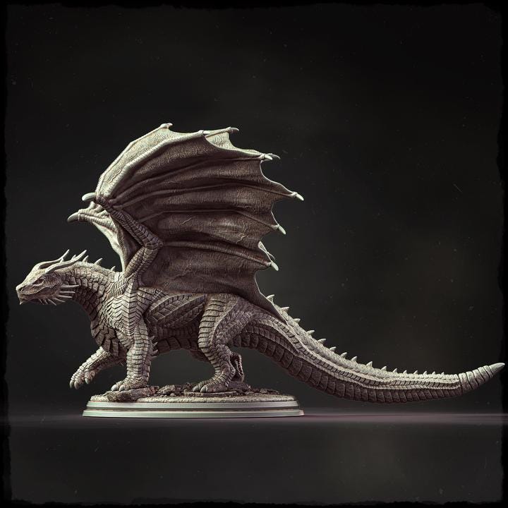 Chromatic Black Dragon (4 sizes) D&amp;D Miniature | 250mm Long, 200mm Wing Span | Resin Dragon Statue | Figurine | Dungeons and Dragons 5e
