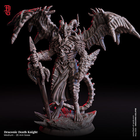 Death Knight (Draconic) , Undead, Fighter | 28mm, 32mm,54mm,75mm,100mm Scales | Monster BBEG Mini D&D 5e Pathfinder Figurine
