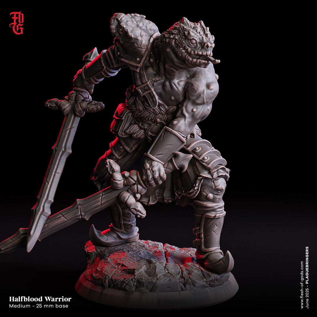 Yuan-ti Halfblood Fighter PC / NPC | 28mm, 32mm,54mm,75mm,100mm Scales | Monster BBEG Mini D&amp;D 5e Pathfinder Figurine
