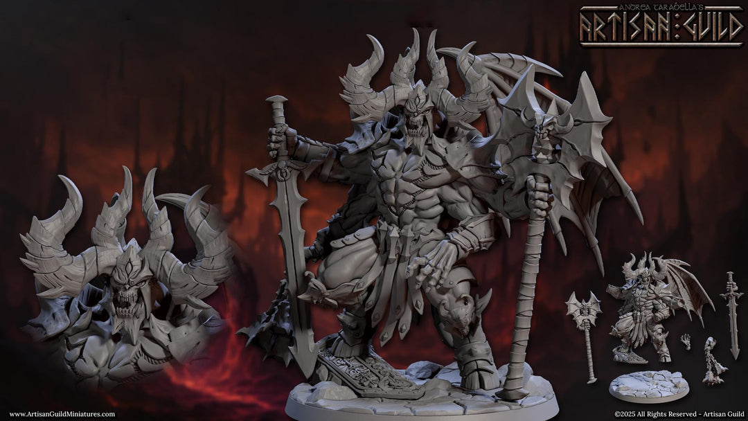 Greater Devil - Archdevil Moloch Resin Miniature| Medium 40mm, Large 50mm, Huge 75mm (BASE Sizes) | Nine Hells | Demon | Dungeons &amp; Dragons