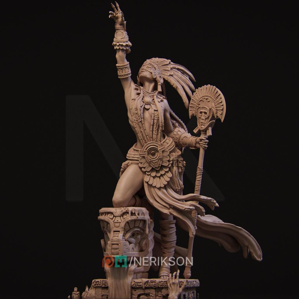 Female Cleric, Druid, Shaman, Necromancer PC / NPC Unpainted D&amp;D 5e | 28mm,32mm,54mm,75mm,100mm | Pathfinder| Dungeons and Dragons gift idea