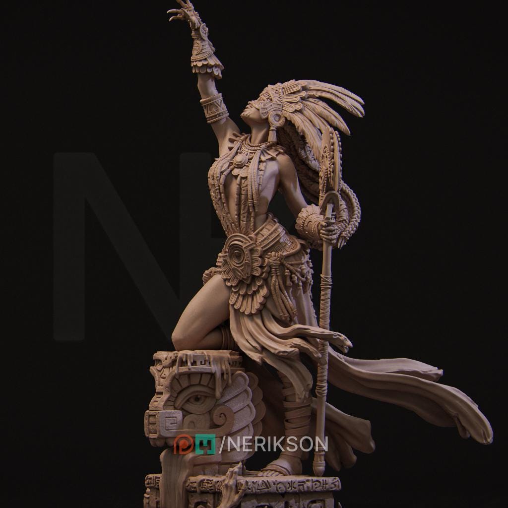 Female Cleric, Druid, Shaman, Necromancer PC / NPC Unpainted D&amp;D 5e | 28mm,32mm,54mm,75mm,100mm | Pathfinder| Dungeons and Dragons gift idea