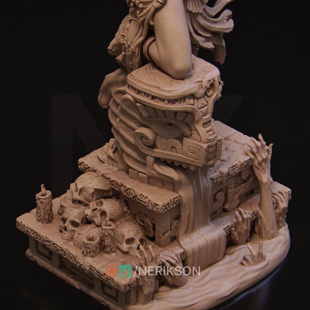 Female Cleric, Druid, Shaman, Necromancer PC / NPC Unpainted D&amp;D 5e | 28mm,32mm,54mm,75mm,100mm | Pathfinder| Dungeons and Dragons gift idea