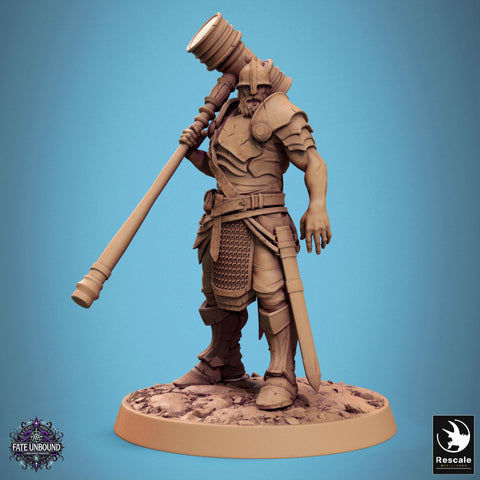 Paladin, Fighter,Soldier Big Hammer, DnD 5e Unpainted Miniature| 28mm, 32mm,54mm,75mm,100mm Scales | Dungeons & Dragons | Pathfinder