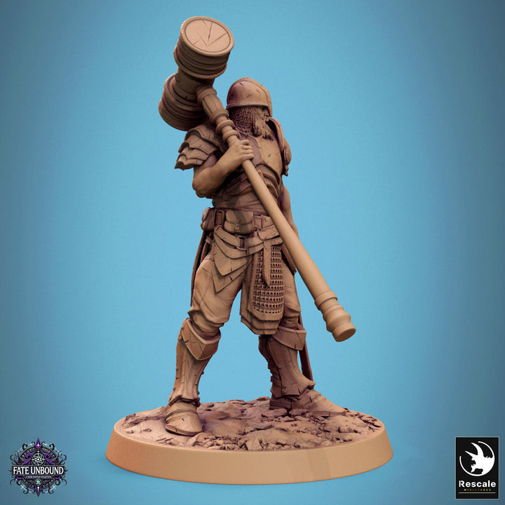 Paladin, Fighter,Soldier Big Hammer, DnD 5e Unpainted Miniature| 28mm, 32mm,54mm,75mm,100mm Scales | Dungeons &amp; Dragons | Pathfinder