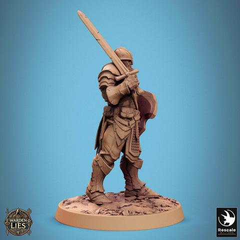 Paladin, Fighter,Soldier Sword n Shield, DnD 5e Unpainted Miniature| 28mm, 32mm,54mm,75mm,100mm Scales | Dungeons & Dragons | Pathfinder