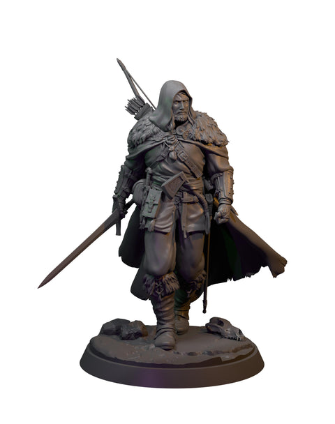 DIgital STL | Human Ranger Fighter with Sword, Paintedornot Original Design| 28mm, 32mm, 54mm,75mm, 100mm Scales | Pathfinder |DnD 5e