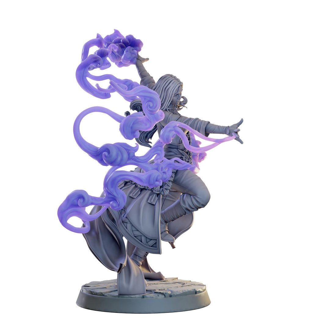 Female Wizard, Warlock, Sorcerer PC NPC, Paintedornot Original Design Unpainted Mini | 5 Sizes /Scales