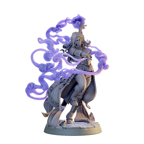 Female Wizard, Warlock, Sorcerer PC NPC, Paintedornot Original Design Unpainted Mini | 5 Sizes /Scales