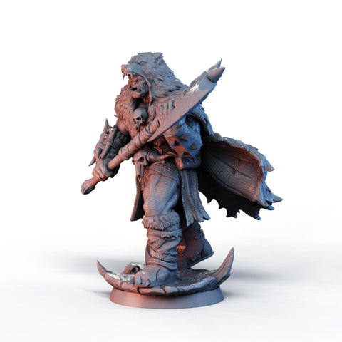 DIgital STL | Half-Orc Barbarian, Fighter PC NPC, PaintedorNot Original Design | 28mm,32mm, 54mm,75mm,100mm Scales | D&D 5e | Pathfinder