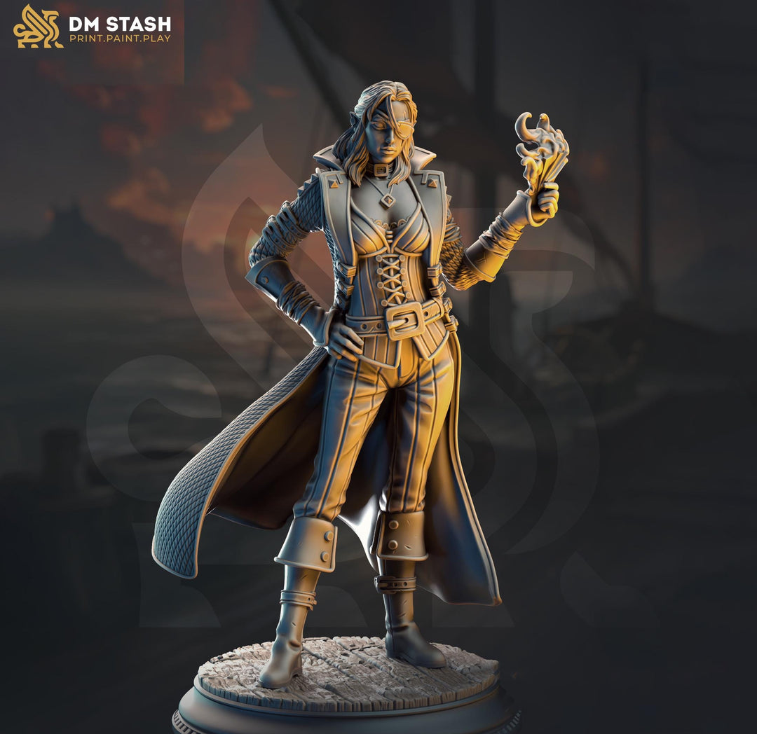 Half Elf Female Arcane Trickster Rogue, Swashbuckler | 28mm, 32mm,54mm,75mm, 100mm Scale Resin Mini | D&D 5e Pathfinder | DM Stash