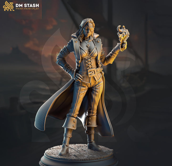 Half Elf Female Arcane Trickster Rogue, Swashbuckler | 28mm, 32mm,54mm,75mm, 100mm Scale Resin Mini | D&amp;D 5e Pathfinder | DM Stash