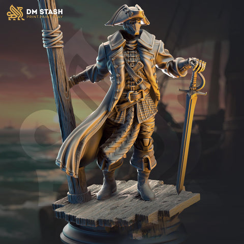Warforged Fighter Swashbuckler Pirate | Miniature | 28mm, 32mm, 54mm,75mm, 100mm Scales | Pathfinder Figure | DnD | Figurine unpainted |