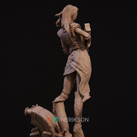 Sci-Fi Female Cyborg Sniper Assassin | Unpainted Resin Miniature | Display Details | 28mm,32mm,54mm,75mm,100mm Scales |