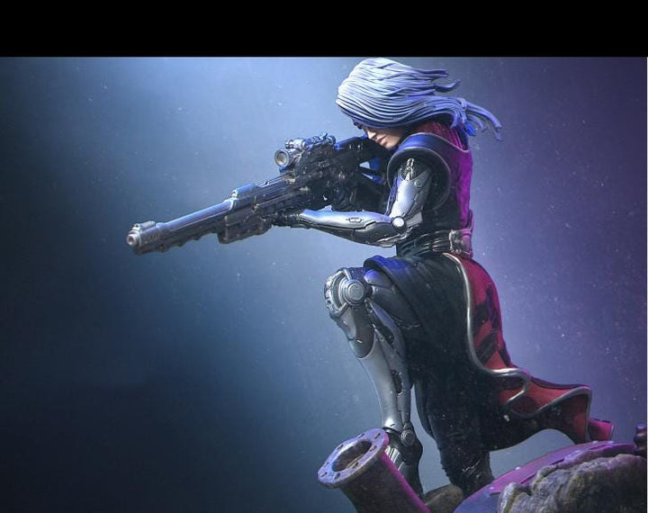 Sci-Fi Female Cyborg Sniper Assassin | Unpainted Resin Miniature | Display Details | 28mm,32mm,54mm,75mm,100mm Scales |