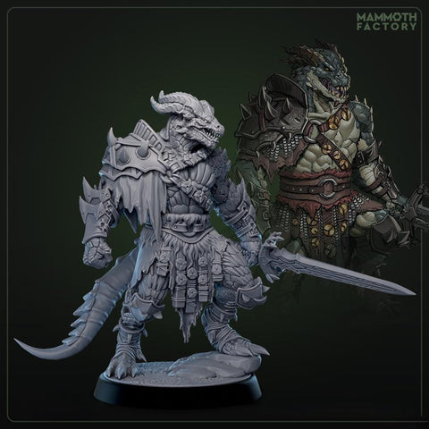 Dragonborn Ranger, Fighter, Paladin Sword | 28mm, 32mm,54mm, 75mm, 100mm Scale Resin Miniature | Dungeons and Dragons D&D 5e | Pathfinder